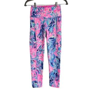 {Lilly Pulitzer Luxletic} "Weekender High Rise Periwinkle Fan Sea" Midi Leggings